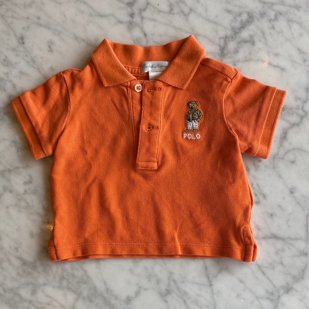 Ralph Lauren Orange Short-Sleeve Polo with Embroidered Bear